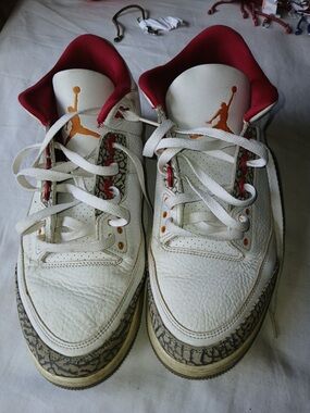 Jordan White, Red & Orange Retro Basketball Sneakers